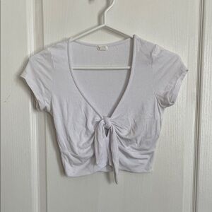 Garage Cropped White Tie-Front Top Size Small